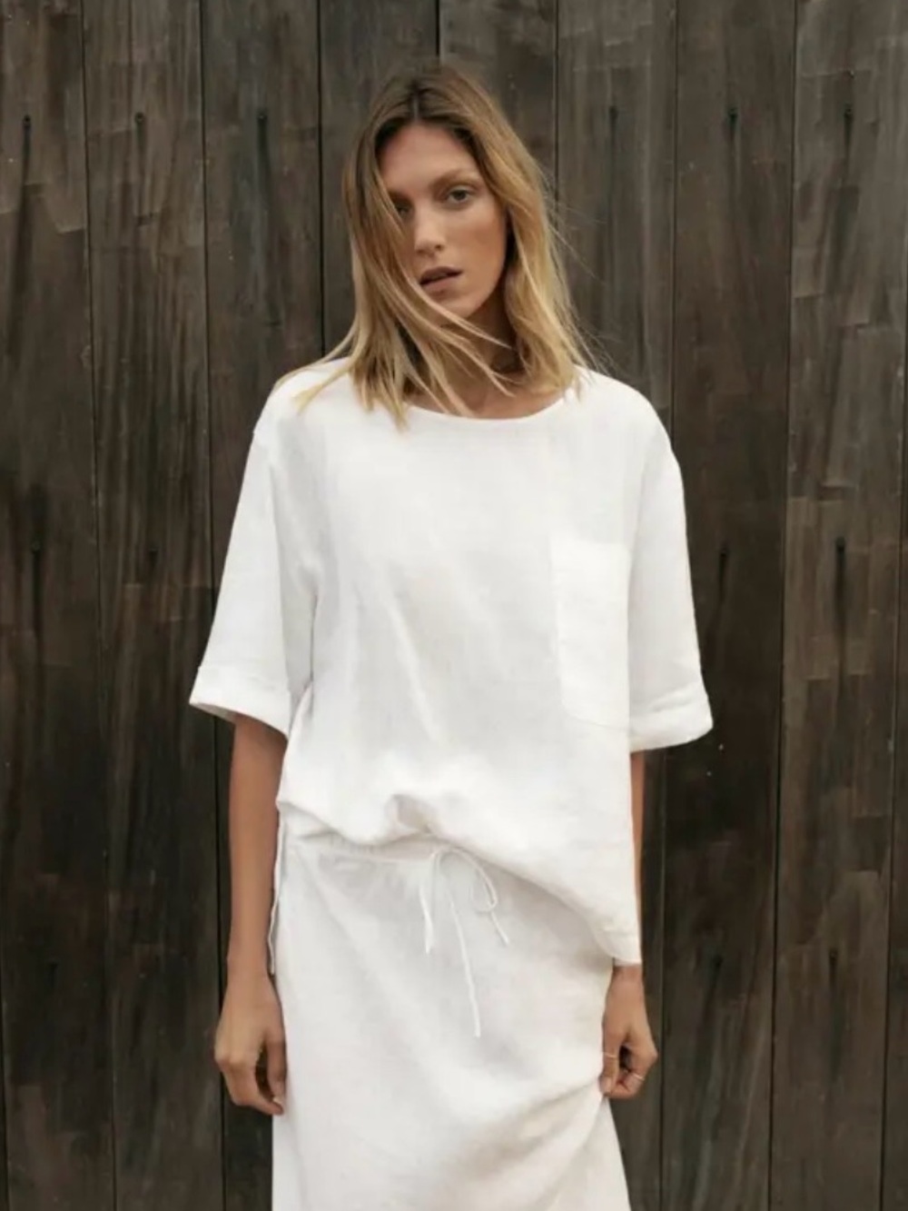ZARA Loose Fit 100% Linen Top with Short Sleeves. ZW collection M